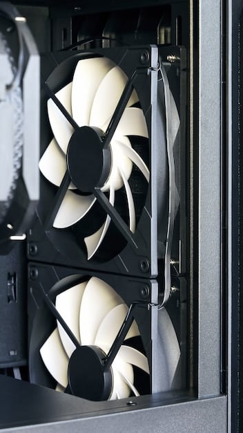 A close-up shot of a high-efficiency, fanless PSU inside a PC case, highlighting the heat sinks and lack of a traditional fan.