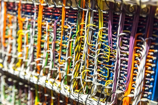 A close-up shot of the back of a modular PSU, highlighting the various connectors for different types of cables. The labels are clear, and the design looks well-organized.